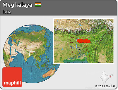 Satellite Location Map of Meghalaya
