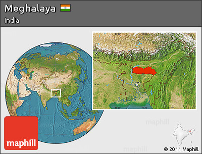 Satellite Location Map of Meghalaya