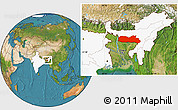 Satellite Location Map of Meghalaya, highlighted country