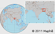Gray Location Map of W. Garo Hills (Tura), within the entire country