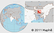Gray Location Map of W. Garo Hills (Tura), highlighted country