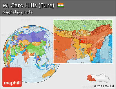 Political Location Map of W. Garo Hills (Tura)