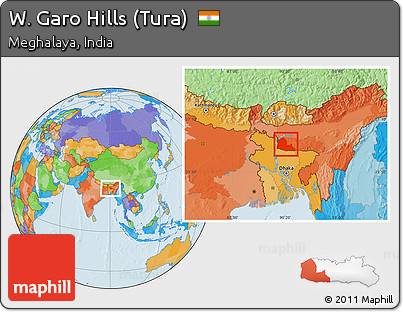 Political Location Map of W. Garo Hills (Tura)