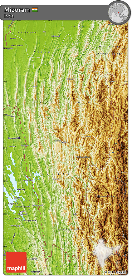 Physical Map of Mizoram