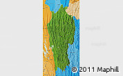 Satellite Map of Mizoram, political shades outside