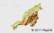 Physical 3D Map of Nagaland, single color outside