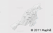 Silver Style 3D Map of Nagaland, single color outside