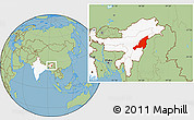 Savanna Style Location Map of Nagaland, highlighted country