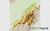 Physical Map of Nagaland, lighten