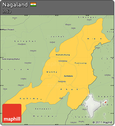 Savanna Style Simple Map of Nagaland