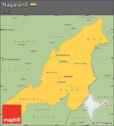 Savanna Style Simple Map of Nagaland
