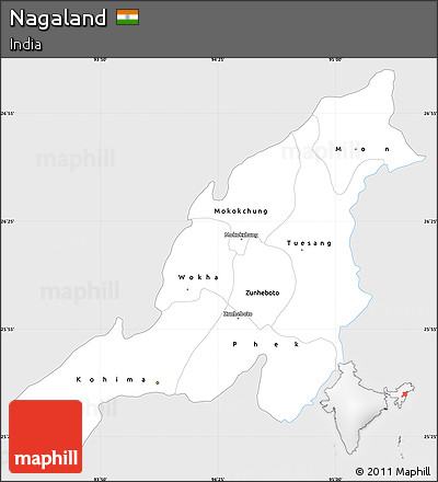 Silver Style Simple Map of Nagaland, single color outside