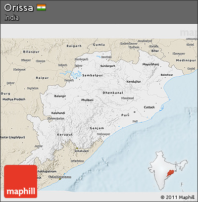 Classic Style 3D Map of Orissa