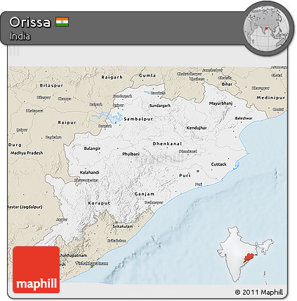 Classic Style 3D Map of Orissa