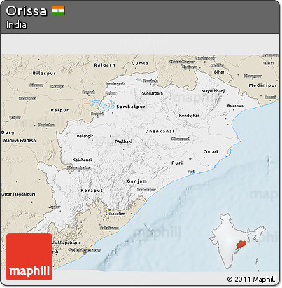 Classic Style 3D Map of Orissa