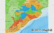 Political 3D Map of Orissa, political shades outside