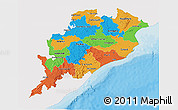 Political 3D Map of Orissa, single color outside