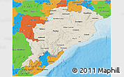 Shaded Relief 3D Map of Orissa, political outside