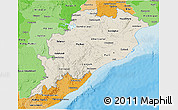 Shaded Relief 3D Map of Orissa, political shades outside