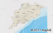 Shaded Relief 3D Map of Orissa, single color outside