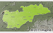 Physical 3D Map of Balangir, darken, semi-desaturated