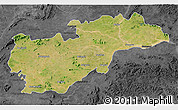 Satellite 3D Map of Balangir, darken, desaturated