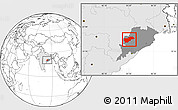 Blank Location Map of Balangir, highlighted country, highlighted parent region