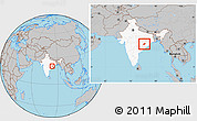 Gray Location Map of Balangir, highlighted country, within the entire country