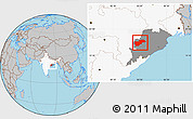 Gray Location Map of Balangir, highlighted country, highlighted parent region