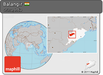 Gray Location Map of Balangir, highlighted parent region