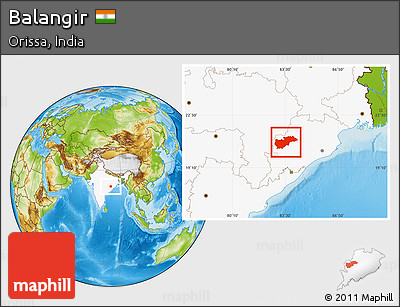 Physical Location Map of Balangir, highlighted country