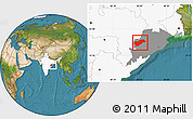 Satellite Location Map of Balangir, highlighted country, highlighted parent region