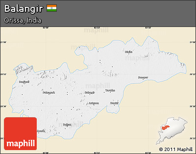 Classic Style Map of Balangir, single color outside