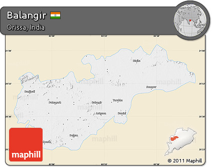 Classic Style Map of Balangir, single color outside