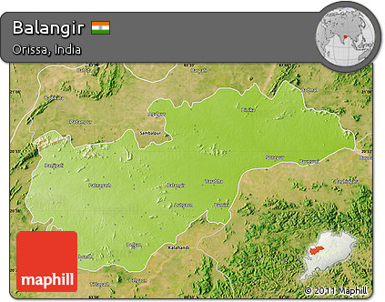 Physical Map of Balangir, satellite outside
