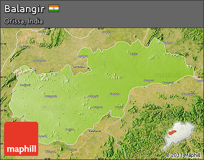 Physical Map of Balangir, satellite outside