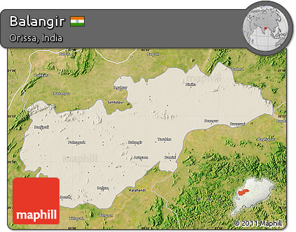 Shaded Relief Map of Balangir, satellite outside