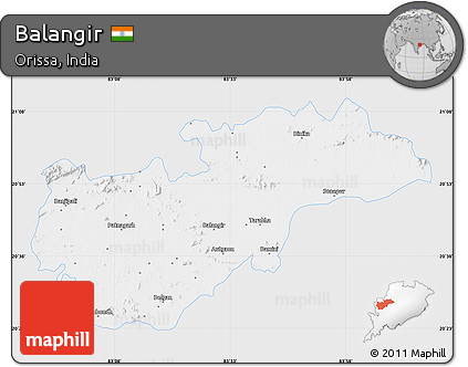 Silver Style Map of Balangir, single color outside