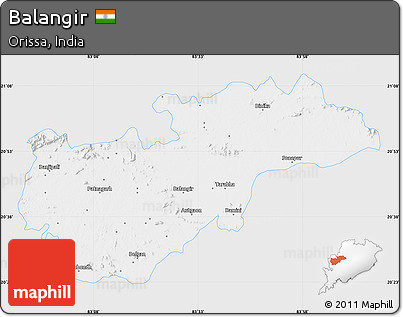 Silver Style Map of Balangir, single color outside