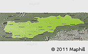 Physical Panoramic Map of Balangir, darken, semi-desaturated