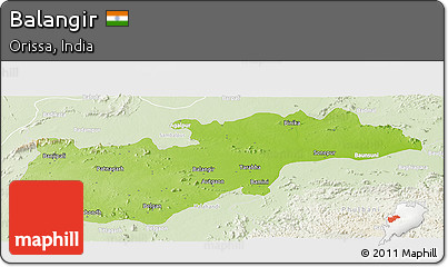 Physical Panoramic Map of Balangir, lighten