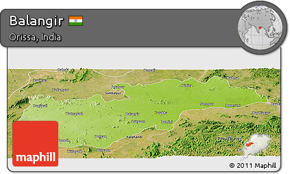 Physical Panoramic Map of Balangir, satellite outside