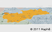 Political Panoramic Map of Balangir, lighten, semi-desaturated