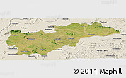 Satellite Panoramic Map of Balangir, shaded relief outside