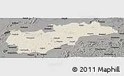 Shaded Relief Panoramic Map of Balangir, darken, semi-desaturated