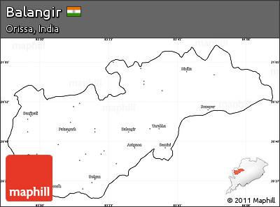Blank Simple Map of Balangir, cropped outside
