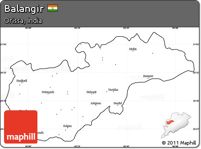 Blank Simple Map of Balangir, cropped outside
