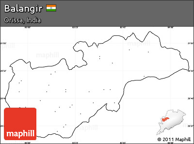 Blank Simple Map of Balangir, cropped outside, no labels