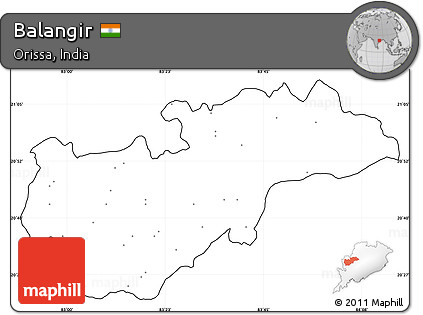 Blank Simple Map of Balangir, cropped outside, no labels