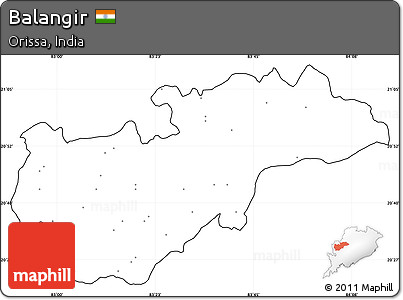 Blank Simple Map of Balangir, cropped outside, no labels